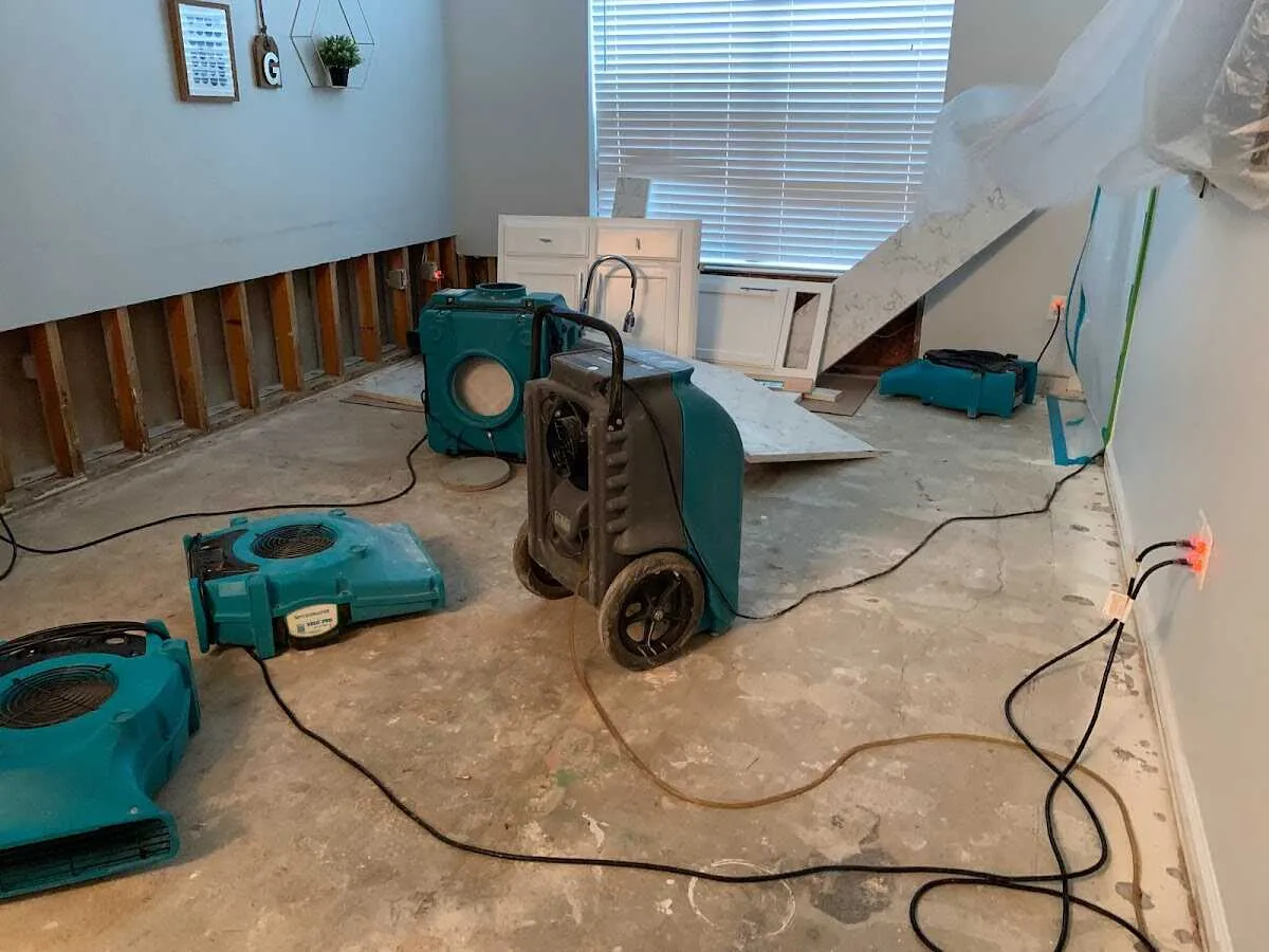 Dehumidifier in flood-cut room for Water Extraction & Removal in Seagoville